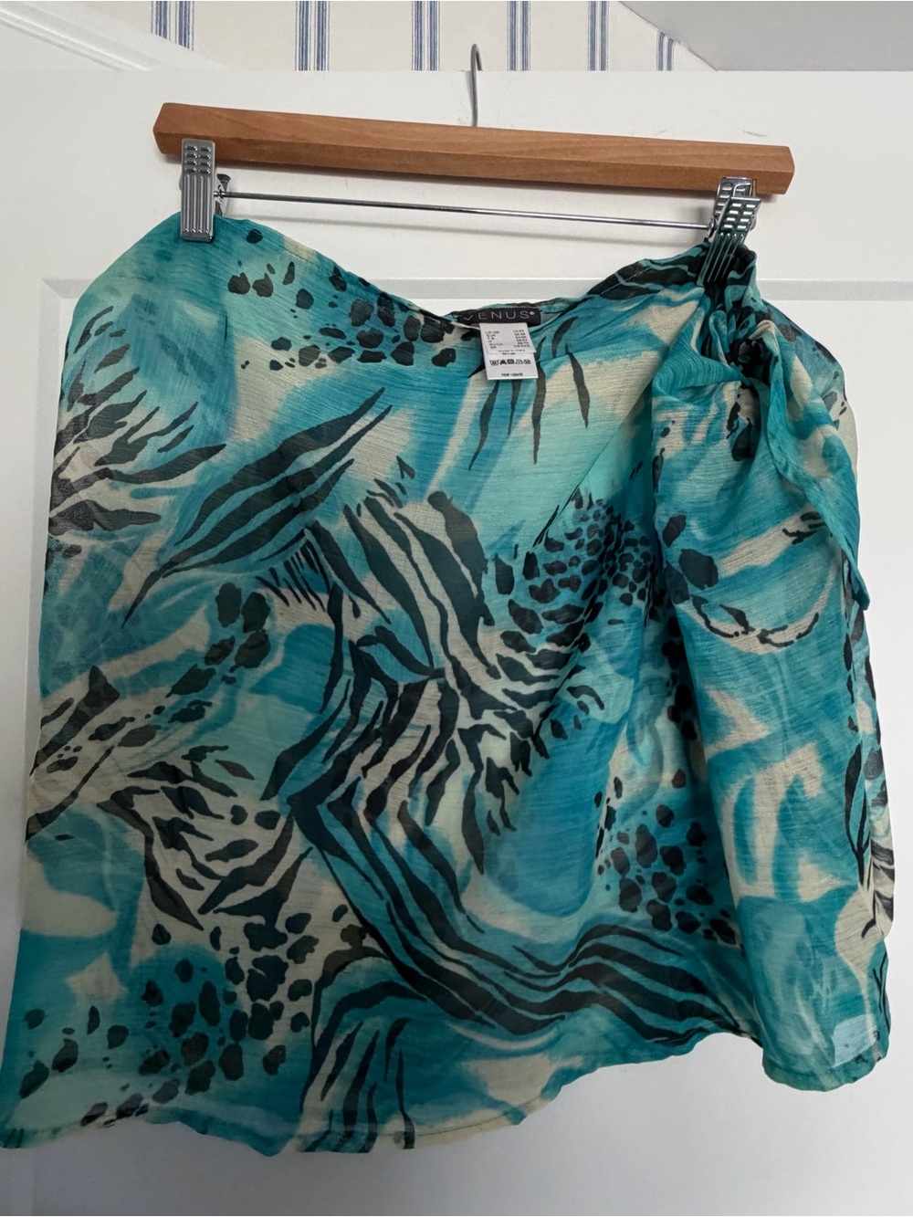 Venus Teal Animal-Print Swim Sarong